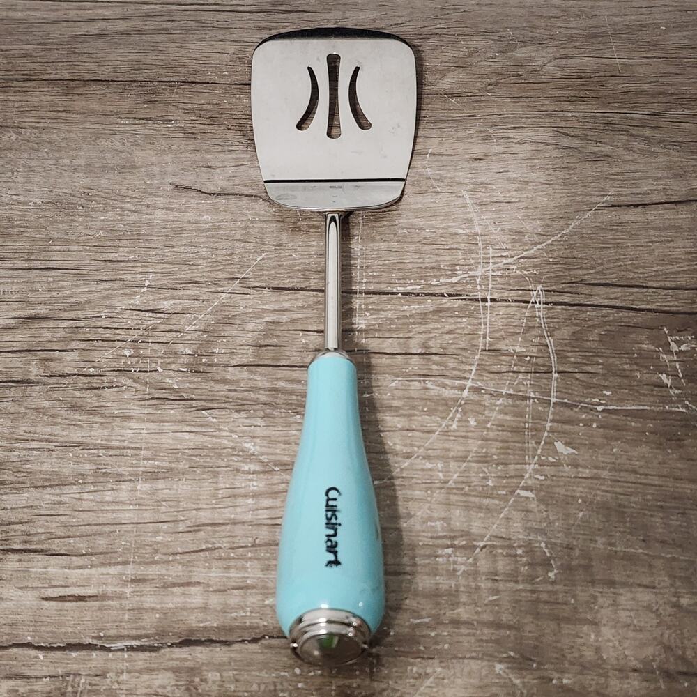 Vintage Cuisinart Stainless Steel Slotted Spatula Turner Blue Handle
